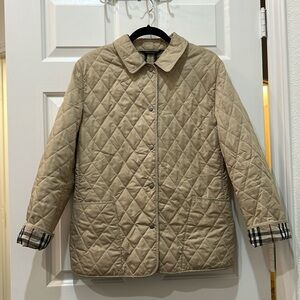 Vintage Burberry Quilted Snap Front Jacket Tan Size M
